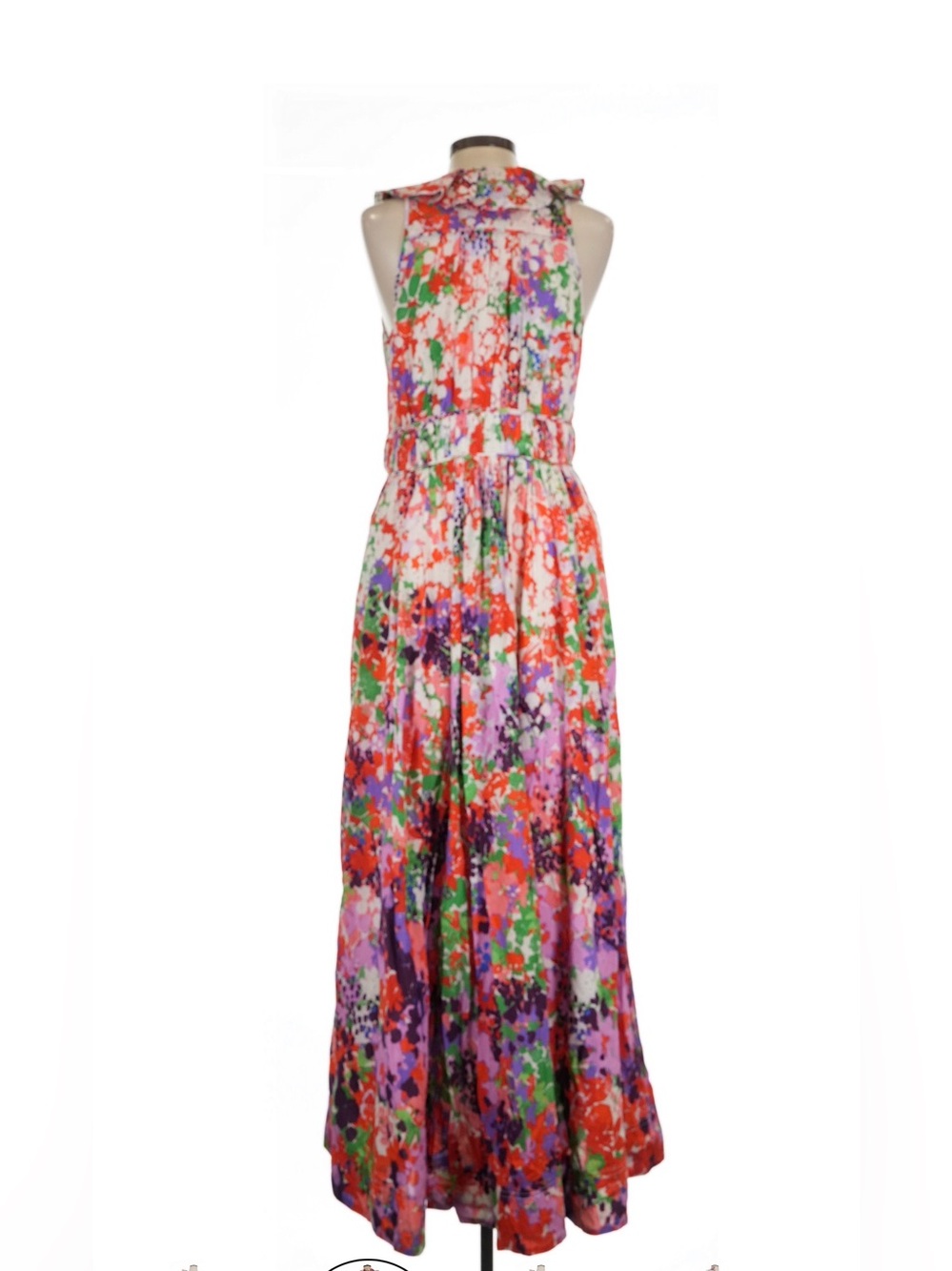 Anthropologie Maeve Ruffled V-Neck Botanical Floral Maxi Dress Size 10 - Picture 5 of 8